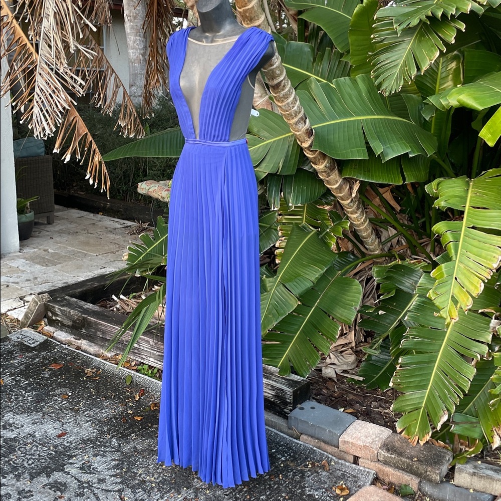 Bebe peekaboo, pleated mesh insert split front ma… - image 1